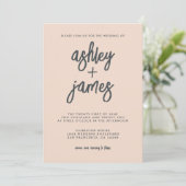 シンプル書モダン道桃ダストピンク結婚ズ 招待状 (スタンド正面)