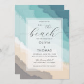シンプル書モダン道沿岸ビーチ結婚式 招待状 (正面/裏面)