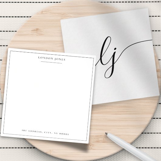 シンプル書モノグラエレガントム ノートカード