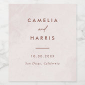 シンプル書素朴結婚の ワインラベル (シングルラベル)