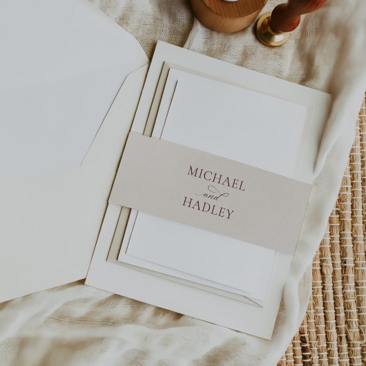 シンプル書素朴結婚の 招待状ベリーバンド