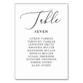 シンプル書素朴結婚席表 テーブルナンバー (正面)