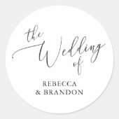 シンプル書素朴結婚白 ラウンドシール (正面)