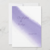 シンプル書紫色の水彩保存日 招待状 (正面)