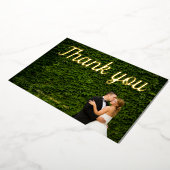 シンプル書結婚の写真サンキューカード 箔シーズンカード (回転した状態)