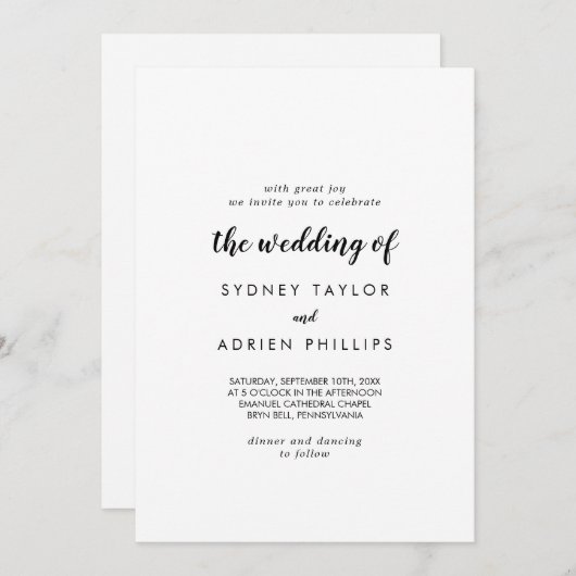 シンプル書結婚跡 招待状 (正面/裏面)