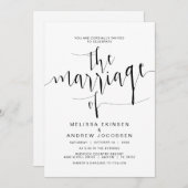 シンプル書結婚、黒文字、結婚 招待状 (正面/裏面)