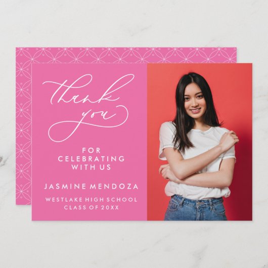 シンプル書道お洒落卒業ありがとう サンキューカード (正面/裏面)