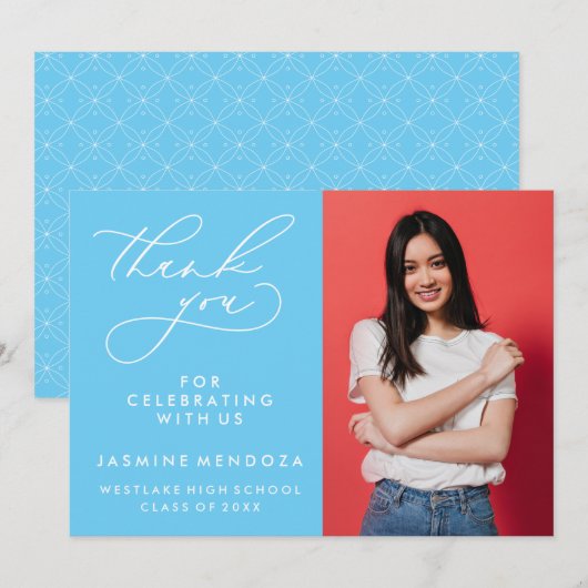 シンプル書道お洒落卒業ありがとう サンキューカード (正面/裏面)