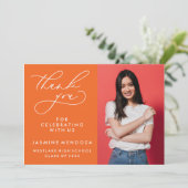 シンプル書道お洒落卒業ありがとう サンキューカード (スタンド正面)