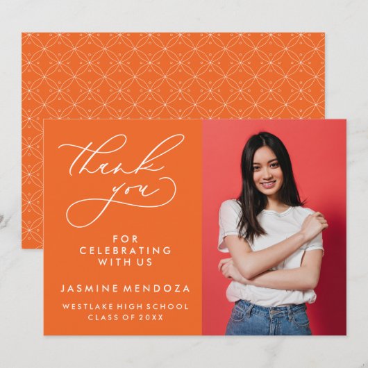 シンプル書道お洒落卒業ありがとう サンキューカード (正面/裏面)