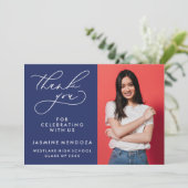 シンプル書道お洒落卒業ありがとう サンキューカード (スタンド正面)