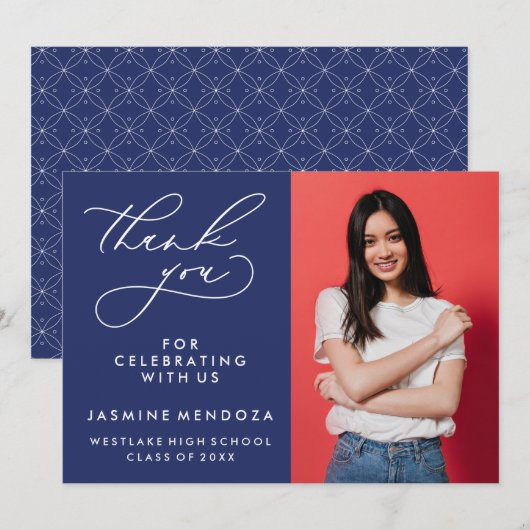 シンプル書道お洒落卒業ありがとう サンキューカード (正面/裏面)