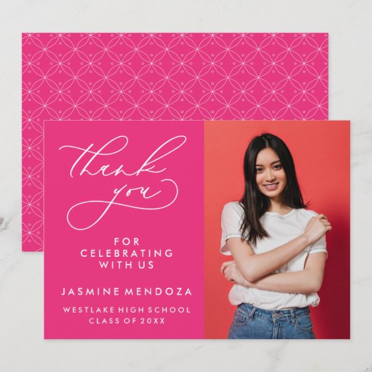 シンプル書道お洒落卒業ありがとう サンキューカード (正面/裏面)