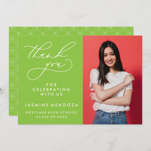 シンプル書道お洒落卒業ありがとう サンキューカード (正面/裏面)