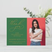 シンプル書道お洒落卒業ありがとう サンキューカード (スタンド正面)