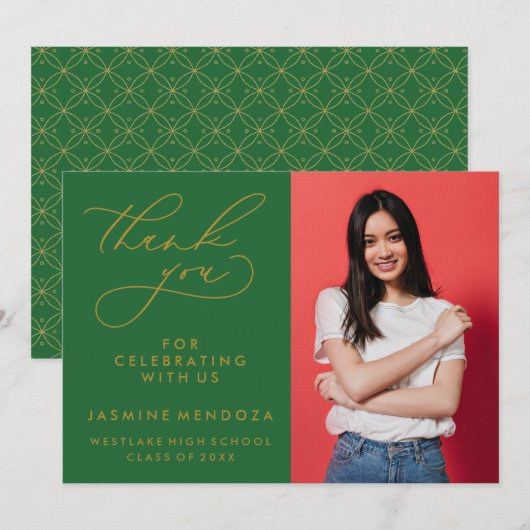 シンプル書道お洒落卒業ありがとう サンキューカード (正面/裏面)