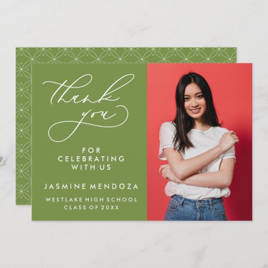 シンプル書道お洒落卒業ありがとう サンキューカード (正面/裏面)