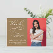 シンプル書道お洒落卒業ありがとう サンキューカード (スタンド正面)