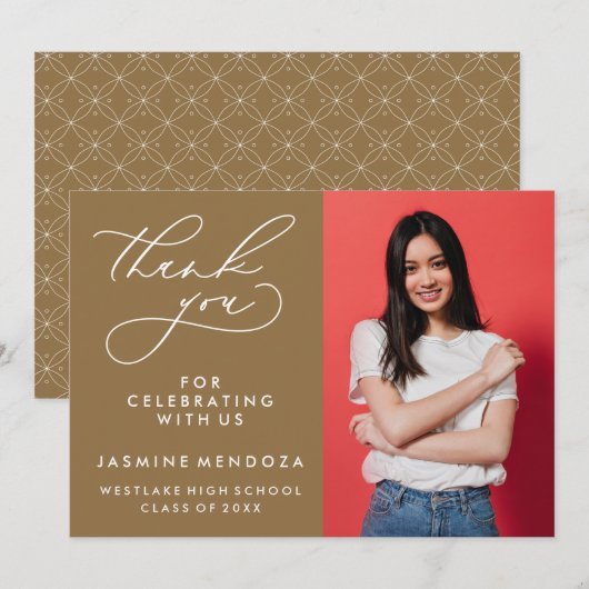 シンプル書道お洒落卒業ありがとう サンキューカード (正面/裏面)