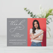 シンプル書道お洒落卒業ありがとう サンキューカード (スタンド正面)