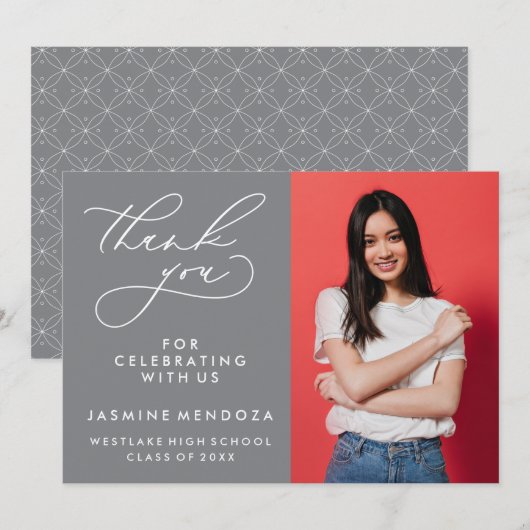 シンプル書道お洒落卒業ありがとう サンキューカード (正面/裏面)