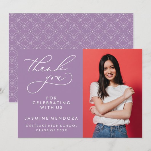 シンプル書道お洒落卒業ありがとう サンキューカード (正面/裏面)