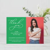 シンプル書道お洒落卒業ありがとう サンキューカード (スタンド正面)