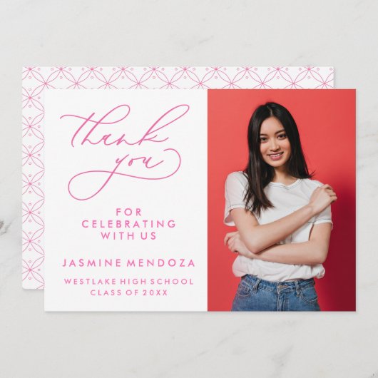 シンプル書道お洒落卒業ありがとう サンキューカード (正面/裏面)