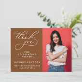 シンプル書道お洒落卒業ありがとう サンキューカード (スタンド正面)