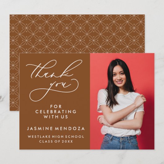 シンプル書道お洒落卒業ありがとう サンキューカード (正面/裏面)