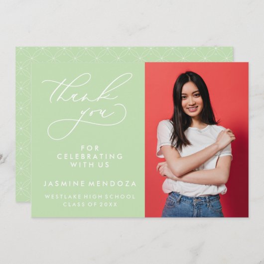 シンプル書道お洒落卒業ありがとう サンキューカード (正面/裏面)