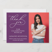 シンプル書道お洒落卒業ありがとう サンキューカード (正面)