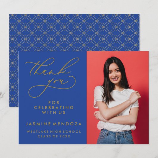 シンプル書道お洒落卒業ありがとう サンキューカード (正面/裏面)