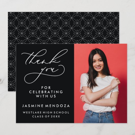 シンプル書道お洒落卒業ありがとう サンキューカード (正面/裏面)