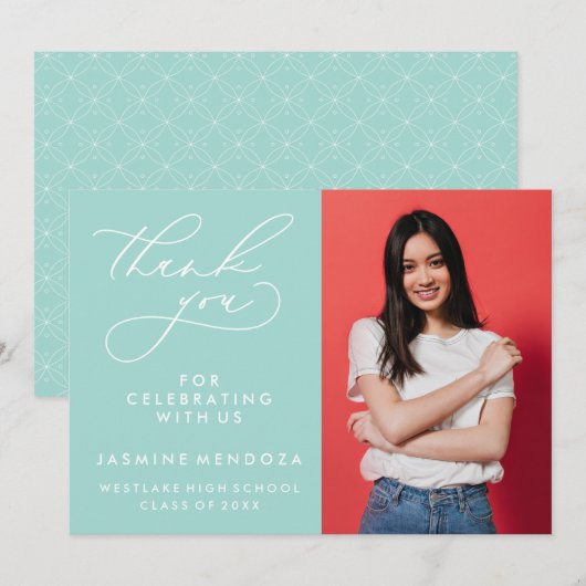 シンプル書道お洒落卒業ありがとう サンキューカード (正面/裏面)