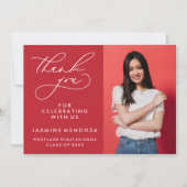 シンプル書道お洒落卒業ありがとう サンキューカード (正面)