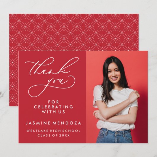 シンプル書道お洒落卒業ありがとう サンキューカード (正面/裏面)