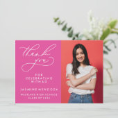 シンプル書道お洒落卒業ありがとう サンキューカード (スタンド正面)