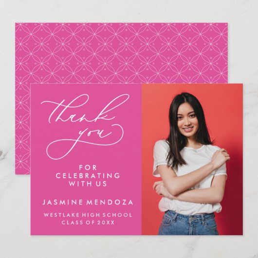 シンプル書道お洒落卒業ありがとう サンキューカード (正面/裏面)