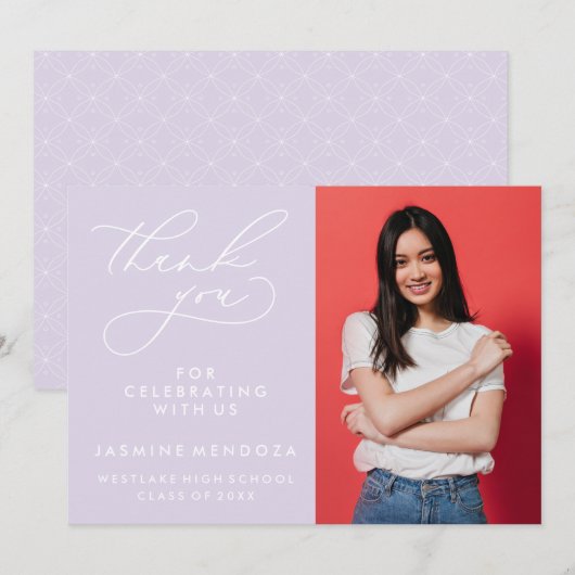 シンプル書道お洒落卒業ありがとう サンキューカード (正面/裏面)