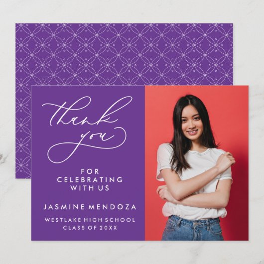 シンプル書道お洒落卒業ありがとう サンキューカード (正面/裏面)