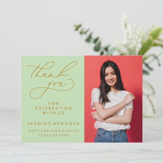 シンプル書道お洒落卒業ありがとう サンキューカード (スタンド正面)