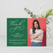 シンプル書道お洒落卒業ありがとう サンキューカード (スタンド正面)