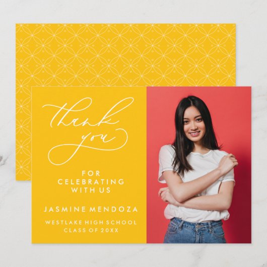 シンプル書道お洒落卒業ありがとう サンキューカード (正面/裏面)