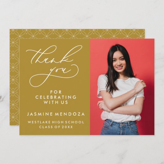 シンプル書道お洒落卒業ありがとう サンキューカード (正面/裏面)