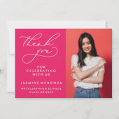 シンプル書道お洒落卒業ありがとう サンキューカード (正面)