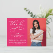 シンプル書道お洒落卒業ありがとう サンキューカード (スタンド正面)