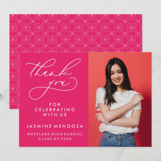 シンプル書道お洒落卒業ありがとう サンキューカード (正面/裏面)