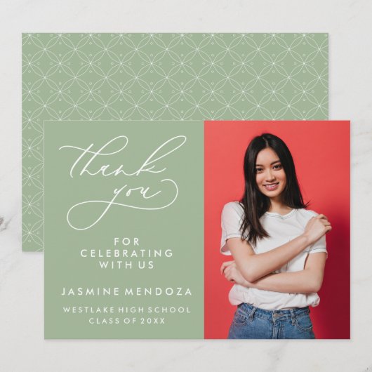 シンプル書道お洒落卒業ありがとう サンキューカード (正面/裏面)